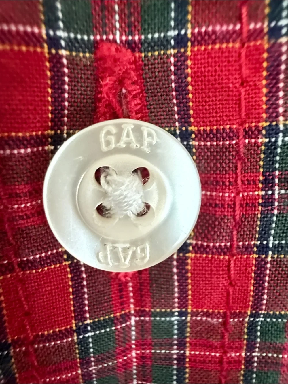 GAP Red and Green Plaid Button-Down Shirt